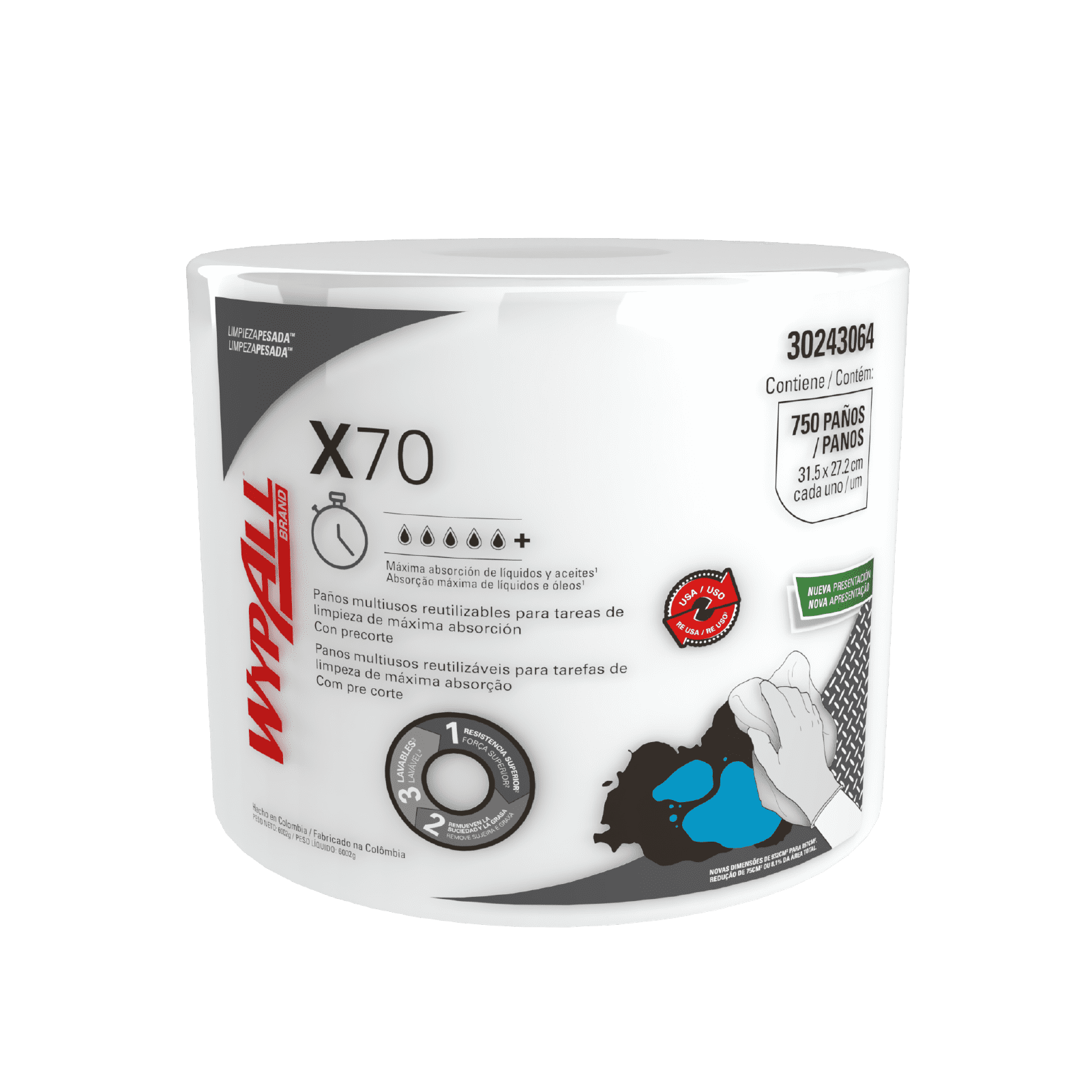 Paños de Limpieza X70 - Rollo Jumbo